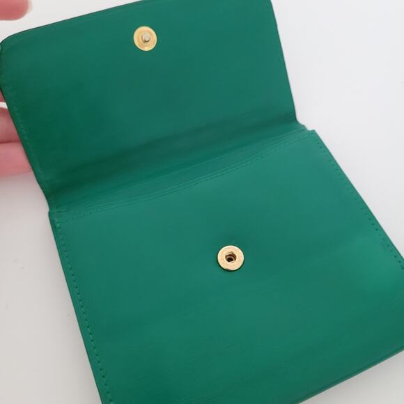 Givenchy Vintage Leather Wallet Green Logo Bifold Medium Compact Designer - Picture 10 of 13